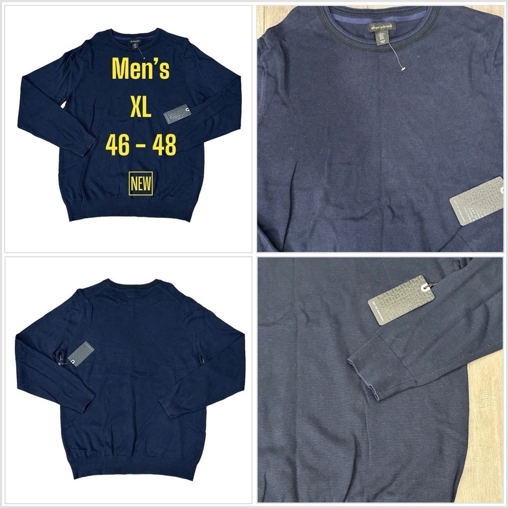 Art of Rhetoric XL 46 - 48 Sweater Crewneck Navy Blue Long Sleeve Cotton NWT